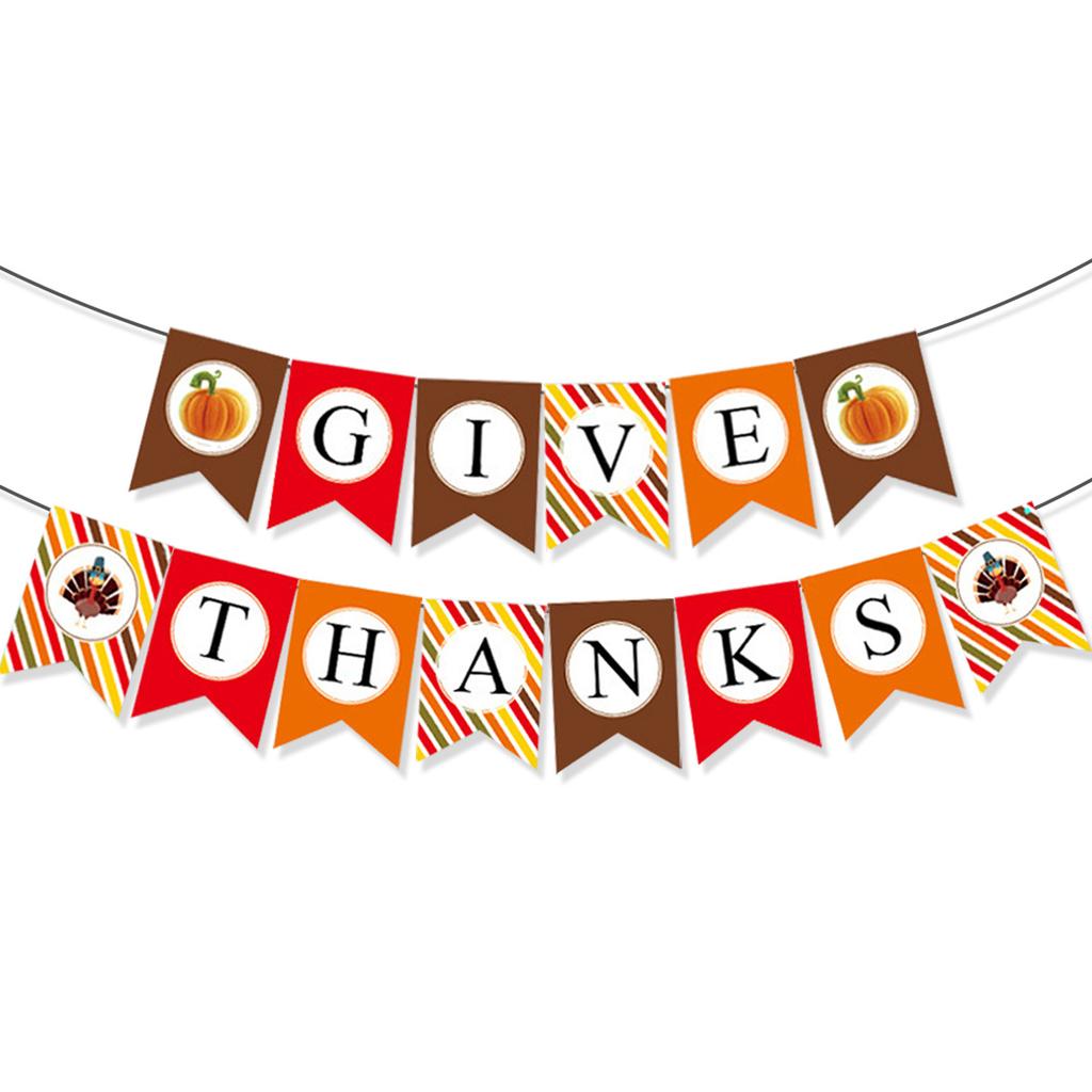 Thanksgiving Party Decoration Banner Harvest Festival Arrangement Turkey Pumpkin Maple Leaf La Flower