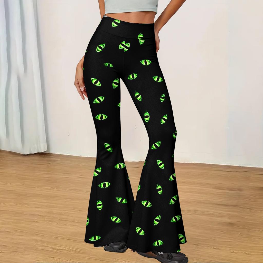 Women's Halloween Print Flared Yoga Pants Casual Stretch Waistband Comfortable Fit Soft Fabric Workout Leggings