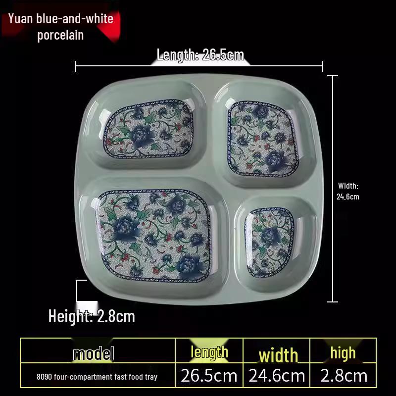 Melamine Tableware: 3, 4, and 6-Compartment Plates and Bowls for School Cafeterias