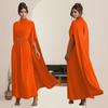 Damen Figurbetontes Taillenbetonendes Knopf-Schal-Kleid mit Rundhalsausschnitt