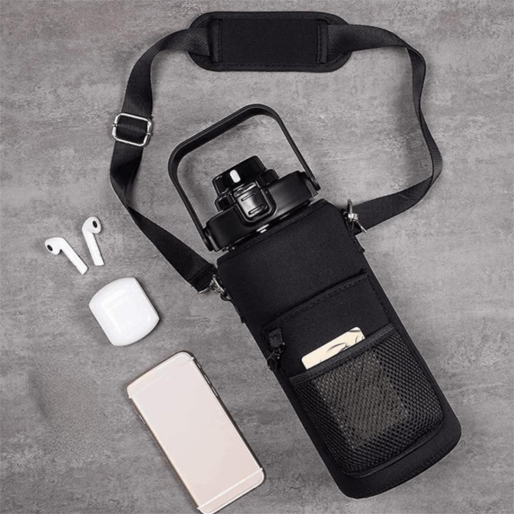 Neoprene Sport Water Bottle Cover Adjustable Shoulder Strap Tumbler Holder Bag  Tumbler