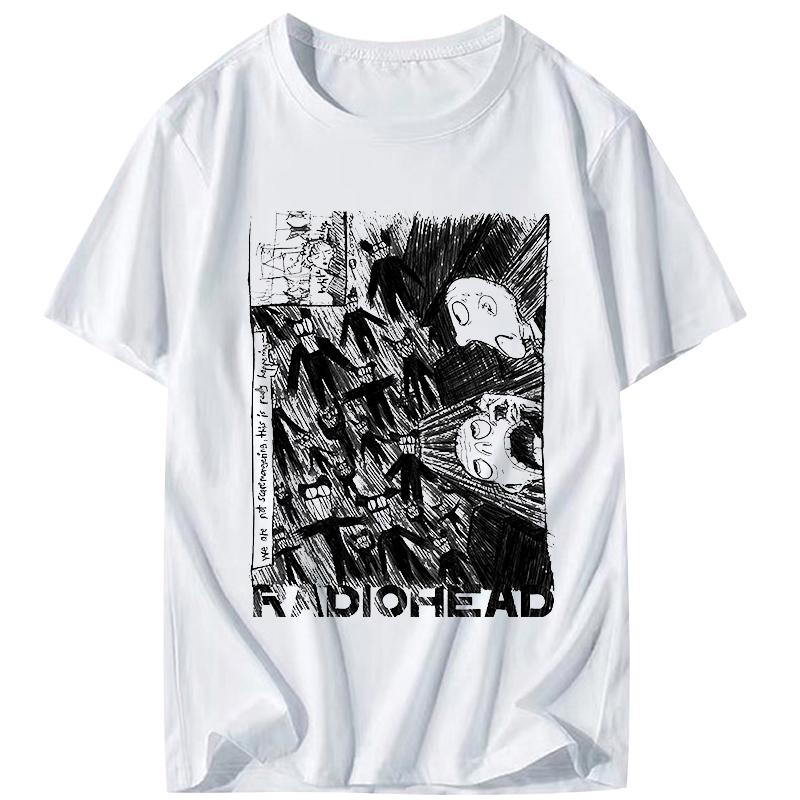 Vintage Radiohead T shirt Men Fashion Rock Band women T-shirt Tshirt Boy Tees top Short Sleeve Camisetas Men's Clothing