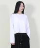 Deumakeu Oversized Semi-Crop Long Sleeve Tee White