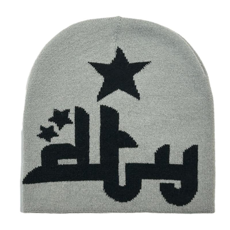Casual Jacquard Star Hat Knit Windproof Hat for Adult Autumn Winter Cycling