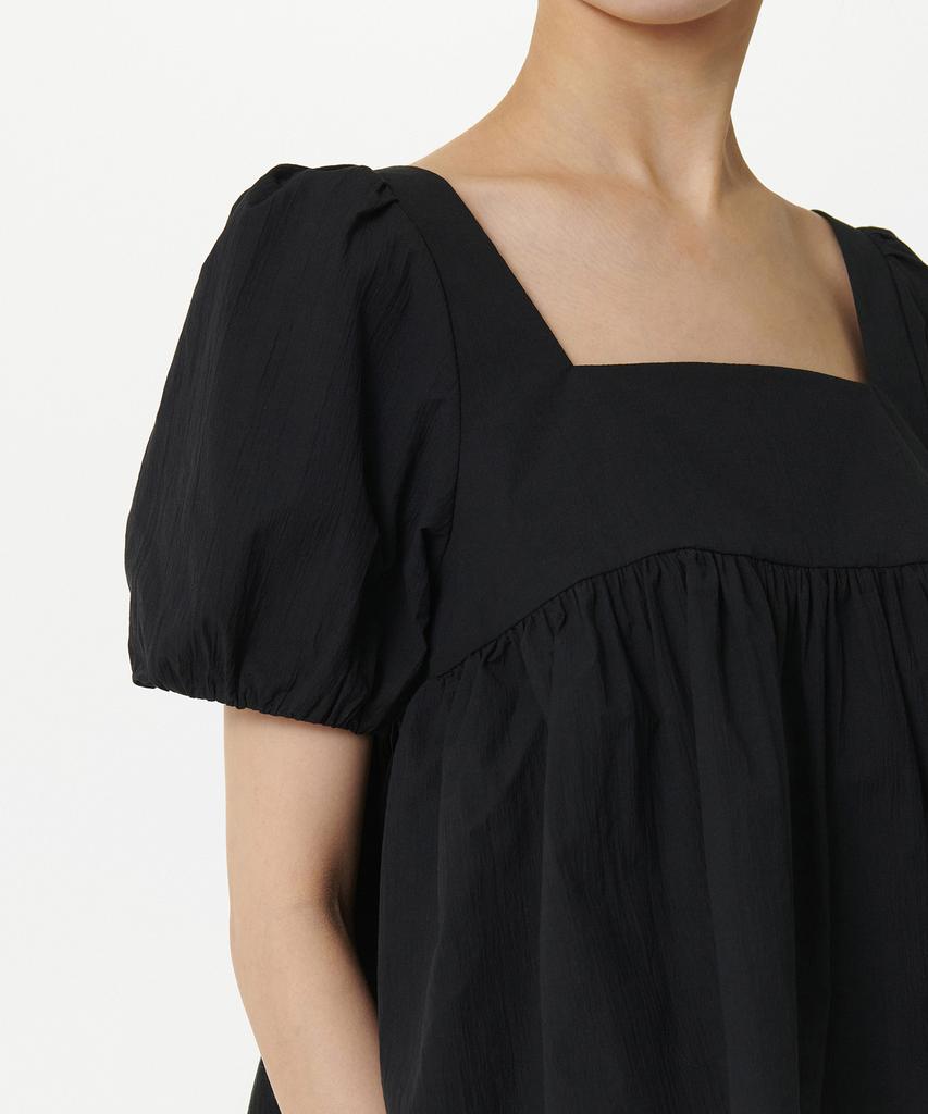 MUSINSA STANDARD WOMAN Women'S Crinkle Puff Sleeve Peplum Blouse [Black]