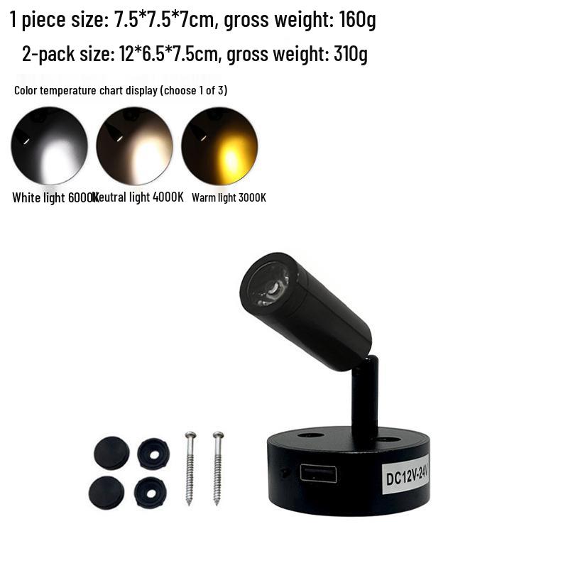 LED Gooseneck Touch Dimmer RV/Boat Reading Light 12V-24V with USB