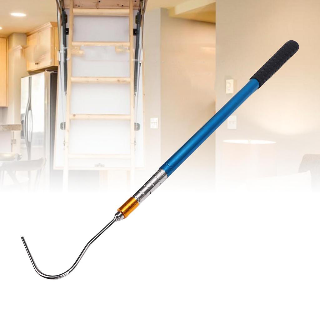 Attic Pull Down Hook 62.6in Metal Telescopic Ladder Door Stairs Puller for Garage Door Rolling Door