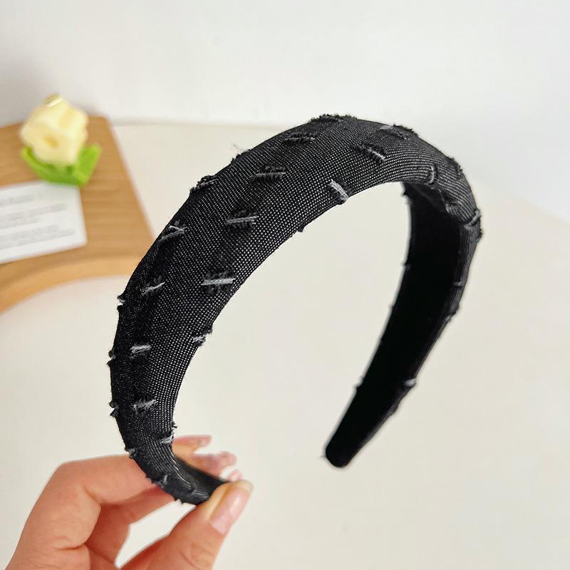 3CM Vintage Denim Cloth Headband Simple Sponge Hairband for Women Girls Shopping Face Wash Headpiece Classic Denim Hair Hoop