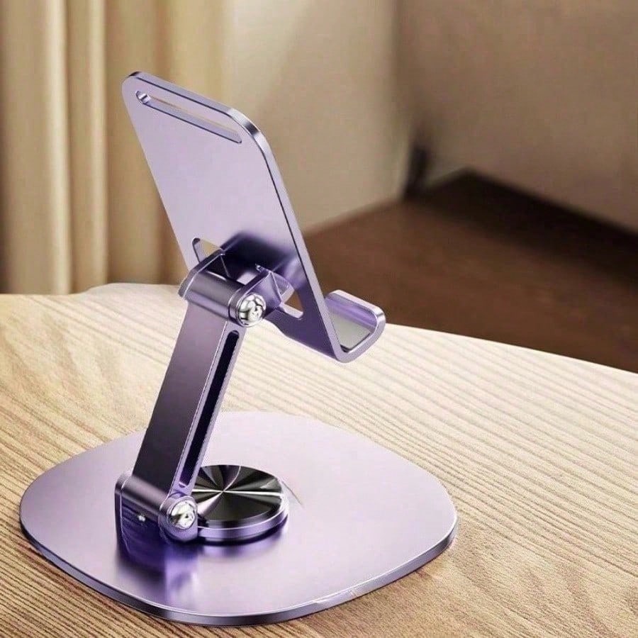 Folding Metal Rotating 360-Degree Mobile Phone Tablet Holder, Multi-Angle Portable Folding Desktop Aluminum Alloy Bracket
