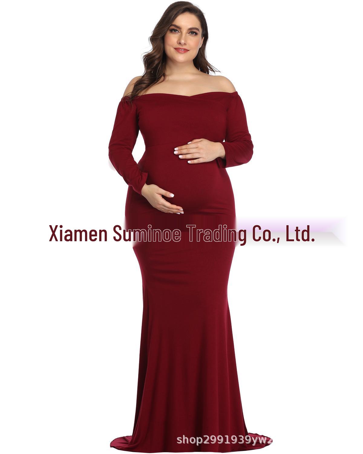 

Шифоновое платье в пол для беременных для фотосессии Extra Large вино красного