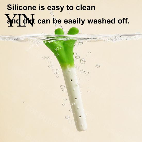 Flexible Silicone Toys for Kittens Scallion Cat Toy, Kitten Chew Toy with Silver Vine And Crinkle Pet Supplies Cats Paper, Teeth Cleaning Indoor