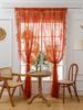 78 Inch Orange Lace Round Mirror Rod Pocket Curtains, Living Room Bedroom Balcony Home Curtains Decoration Party Holiday Curtain