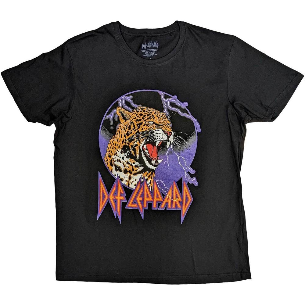 

Def Leppard T-Shirt Lightning Leopard Band Official New Black 2XL