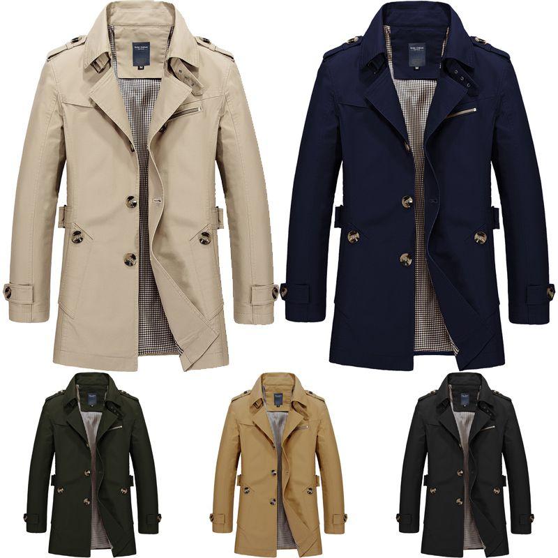 Men's Winter Mid-long Jacket Stylish Casual Overcoat With Lapel Collar And Epaulet Design