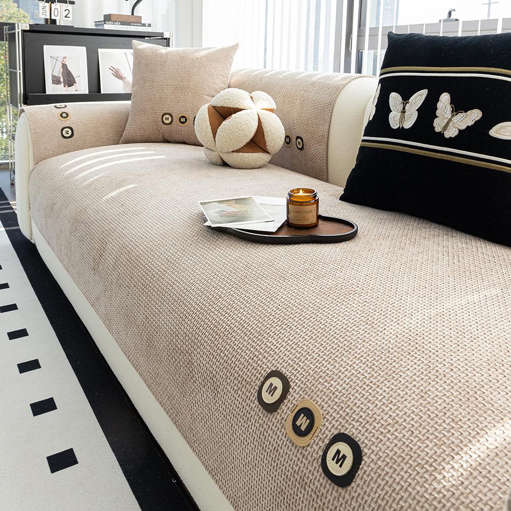 

Letter Chenier Sofa Cushion New Four-Season Universal Light Luxury High-End Sense Solid Color Non-Slip Cover Cloth 70*70cm