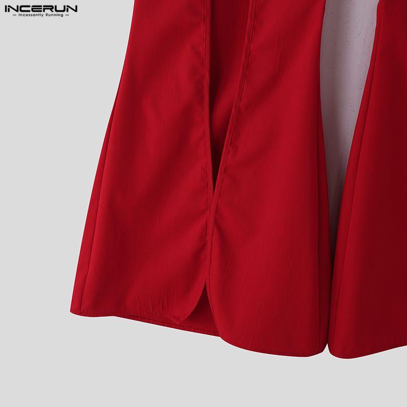 INCERUN 2PCS Men Lapel Long Sleeve Cropped Blazer Long Splits Flare Pants Casual Outfits Two Piece Sets