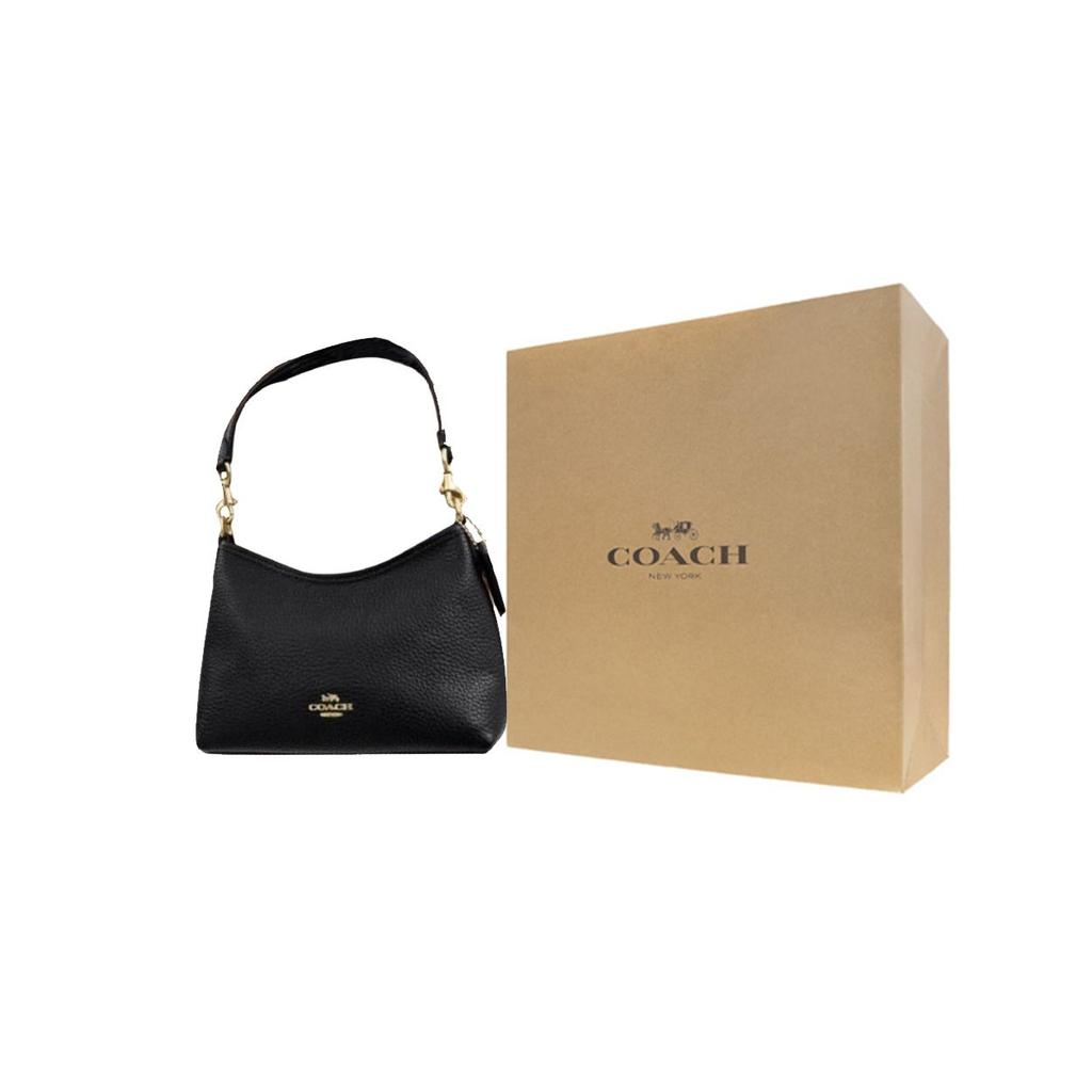Coach Laurel 19 Letter Logo Gold Hardware Leather Crossbody Shoulder Bag Small Women Bags Black CBH16-IMBLK