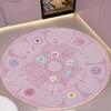 Girly Floral Round Carpet Non-slip Washable for Delicate Romantic Bedroom Dreamy Ballet Practice Area Home Decor Rose Mat