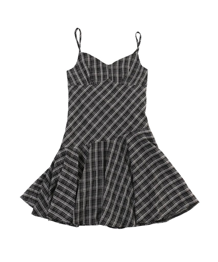 PHILLY Switching Check Flare Camisole Dress F Black [WEGO] Women's