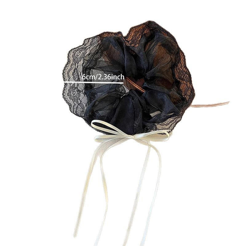 Women Tulip Flower Tassel Hair Ties Cute Temperament Lace Stretchy Hair Rope Ponytail Holders Sweet Hair Accessories