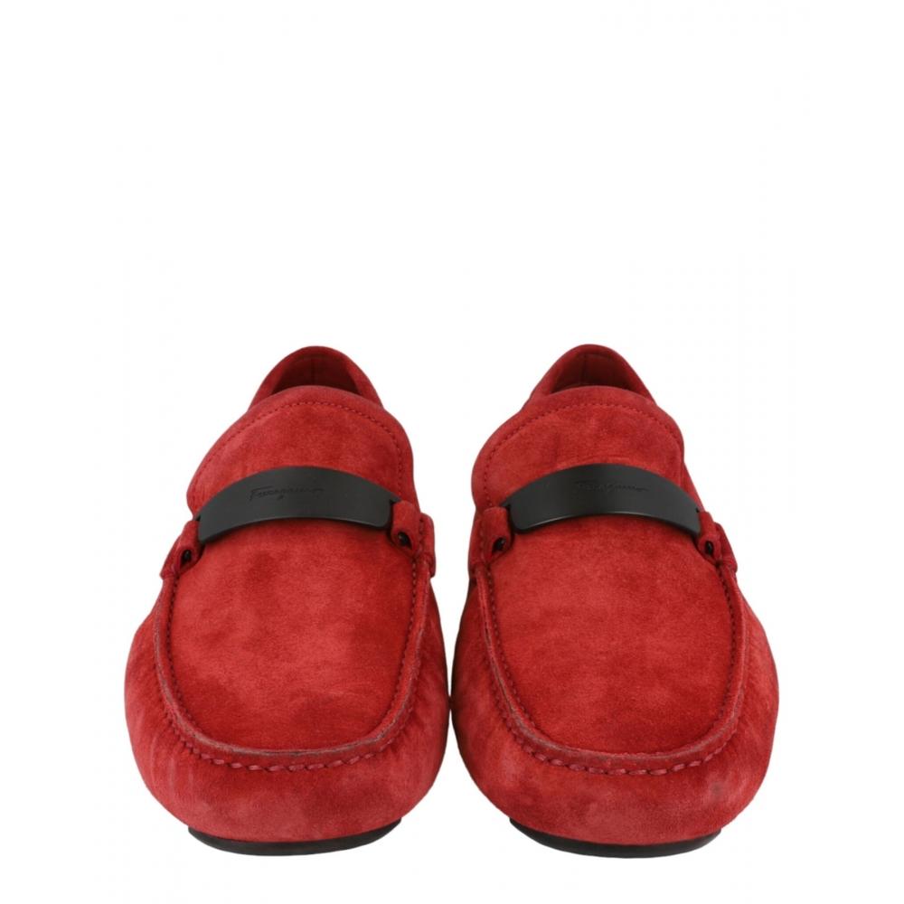 Salvatore Ferragamo Switch Suede Drivers Red