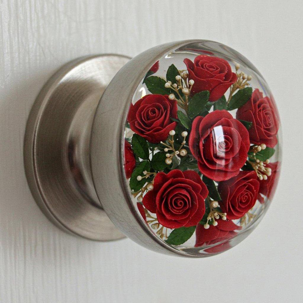 Elegant Clear Flower Door Handle Retro Round Crystals Knob Artistics Bedroom Decoration Nature Styles Home Hardware