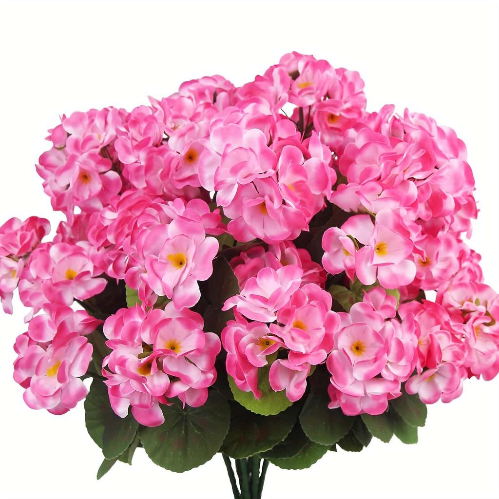 2/5pcs Realistic Artificial  Geraniums - Vibrant Floral Bouquets with Lush Green Leaves-Plastic Flowers for Indoor/Outdoor Decor