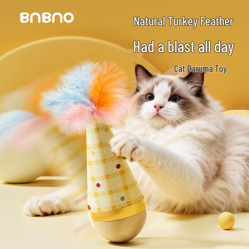 

BNBNO Interactive Cat Tumbler Toy with Feather Wand