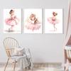 Poster Toile Décorative Fille Ballerine Rose Licorne Papillon Chambre d'Enfant Art Mural Poster Décor Chambre de Bébé