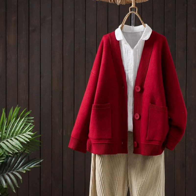 

2025 New Autumn Women Sweater Knitting Basic Tops Tees Cardigan Long Sleeve Korea Shirt Loose Coat One Size