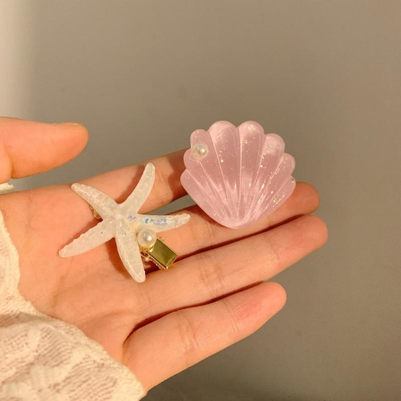 Lindas Pinzas para el Cabello de Estrella de Mar, Concha y Pato 2 Piezas Elegantes y Dulces Pasadores para el Cabello para Mujeres Salidas Diarias Viajes a la Playa Accesorios para el Cabello