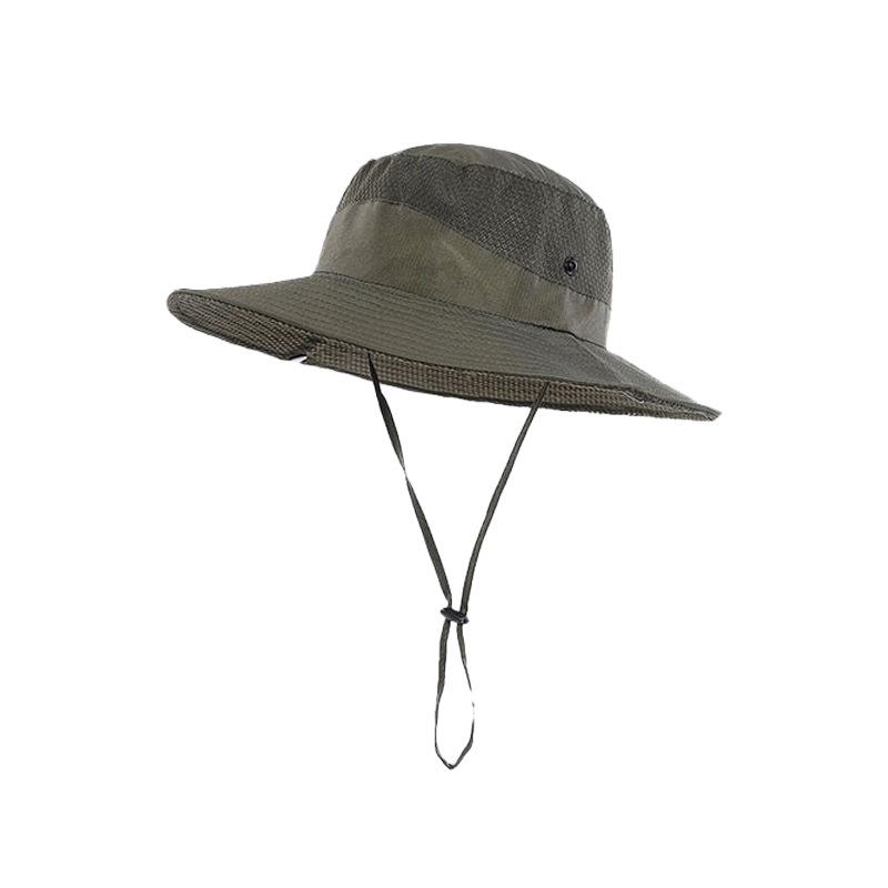 Quick Drying Summer Men'S Bucket Hat Outdoor Uv Protection Wide Border Panama Safari Hunting Hiking Hat Mesh Fisherman'S Hat