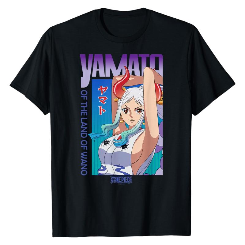 

Yamato of Wano One Piece TShirt Harajuku Street Style Graphic Print Crew Neck Pure Cotton Casual Anime Fashion Tops S
