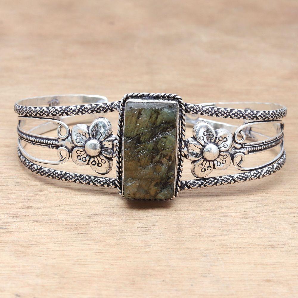 Labradorite Drusy Gemstone Handmade Jewelry Cuff Bracelets 7''Adjustable