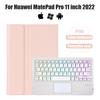 Praktisk, avtakbart trådløst Bluetooth-bakbelyst tastatur med berøringsflatedeksel for Huawei MatePad Pro 11" 2022 TPU-nettbrettdeksel