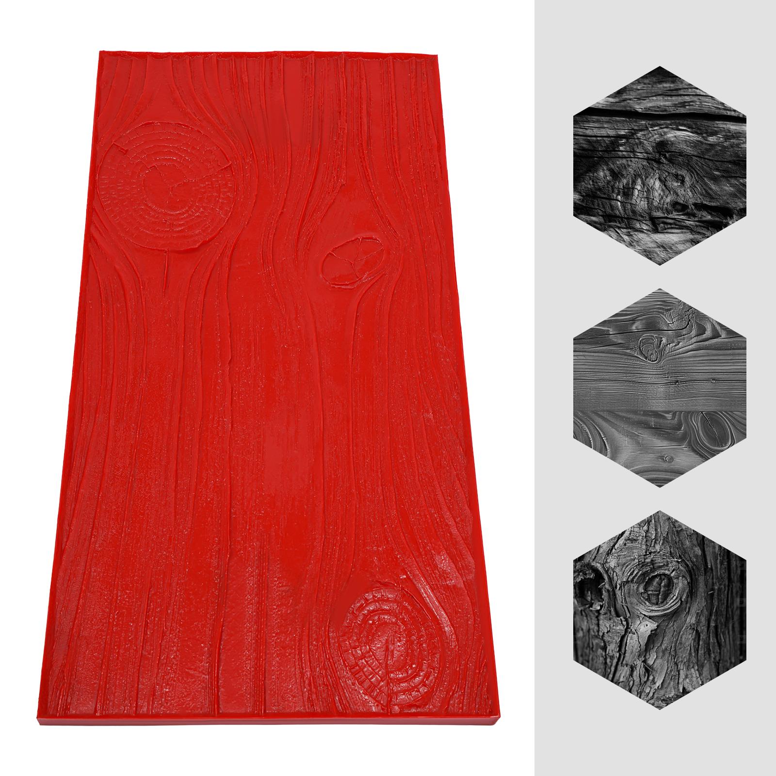 PU Concrete Mold,Red Wood Grain Rectangle Concrete Texture Mold Manual for Imprinting Concrete