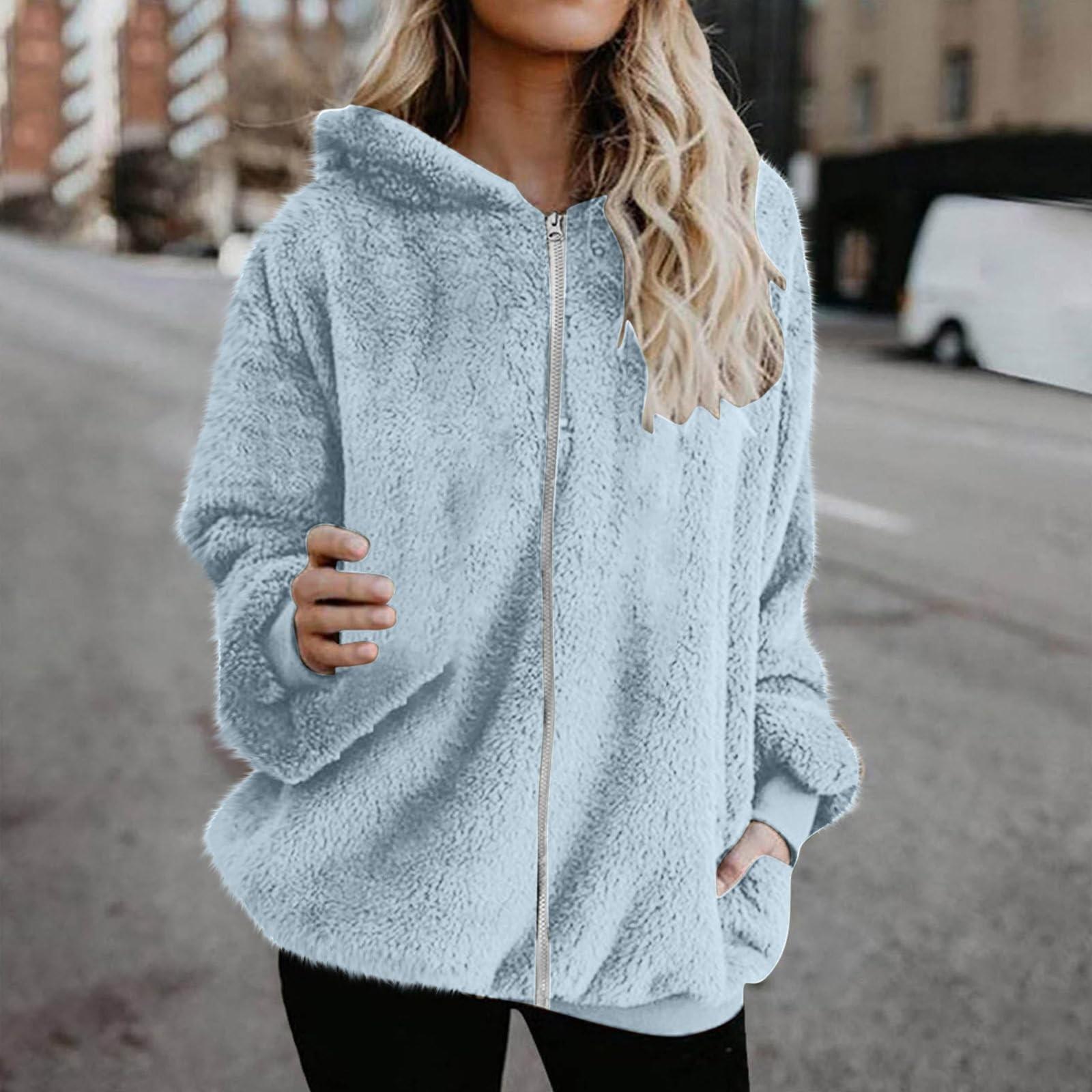 

Женская и зимняя свободная повседневная плюшевая куртка с длинными рукавами и капюшоном на молнии L армия зеленый