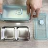 Stainless Steel Snack Containers Anti-Leak 2 Compartments Dipping Container Reusable Condiment Containers with Lids Metal Lunch Box