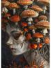 Halloween Terror Mushrooms Skeleton Ghost In Dark Forest Rhinestone Embroidery Vintage Wall Art Woodland Art Home Decor 5D DIY