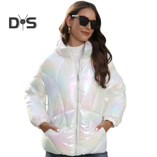 

Женская зимняя хлопковая куртка, толстая теплая куртка-стойка с воротником-стойкой, защита шеи, ветрозащитная, с гладкими поверхностными карманами, пальто на молнии, теплое пальто-пуховик S белый