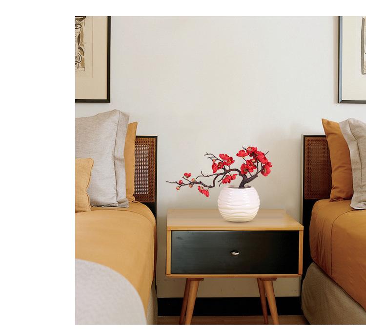 Artificial Plum & Peach Blossom Bonsai: Dried Flower Arrangement for Indoor Decoration