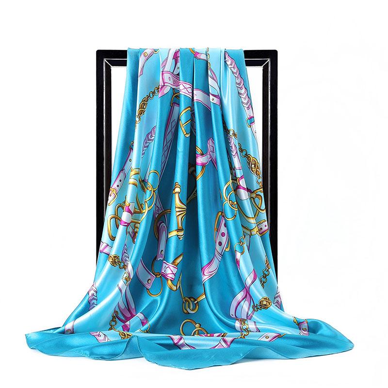 New Women Silk Scarf For Neck Hair Designer Bag Warp Soft Neckerchief Hijab Headscarf Female Foulard Print Paisley Scarf 90*90cm