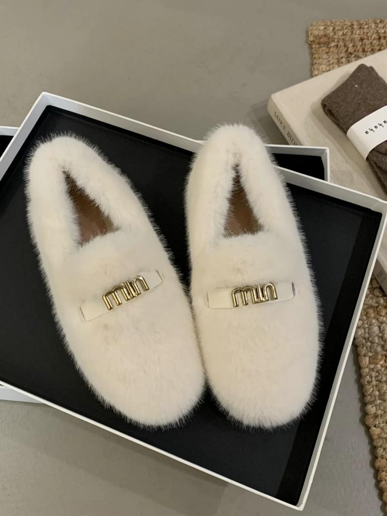 Winter Shoes Women Round Toe Slip-on Female Footwear Loafers Fur Casual Sneaker Autumn Modis Slip On Dress Moccasin New Fall