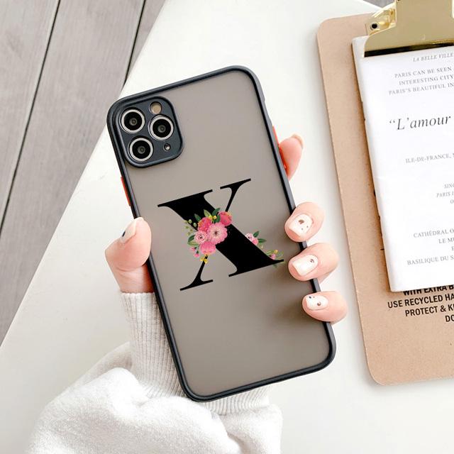 

26 letters A-Z Phone Case For iPhone 13 12 14 15 Pro max For iphone 11 Pro MAX hard shockproof Transparent Cases Cover iPhone 12