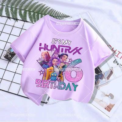 Kpop Dämonenjäger Kinder T-Shirt Kawaii Baumwolle Geburtstagsoberteile Partykleidung Mädchen T-Shirt Sommer Kurzarm-Top