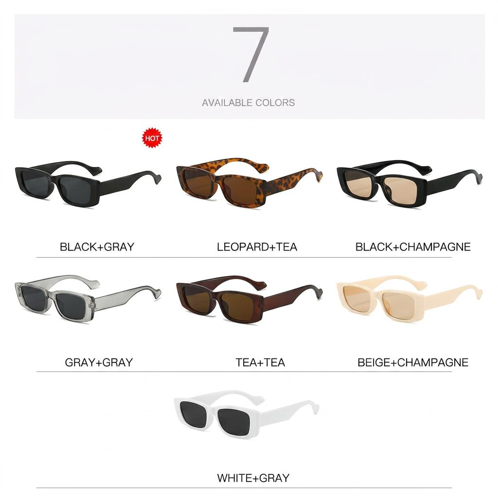 Fashion Retro Small Rectangle Sunglasses Brand Designer Vintage Travel Female Sun Glasses Eyewear Shade UV400 Protection