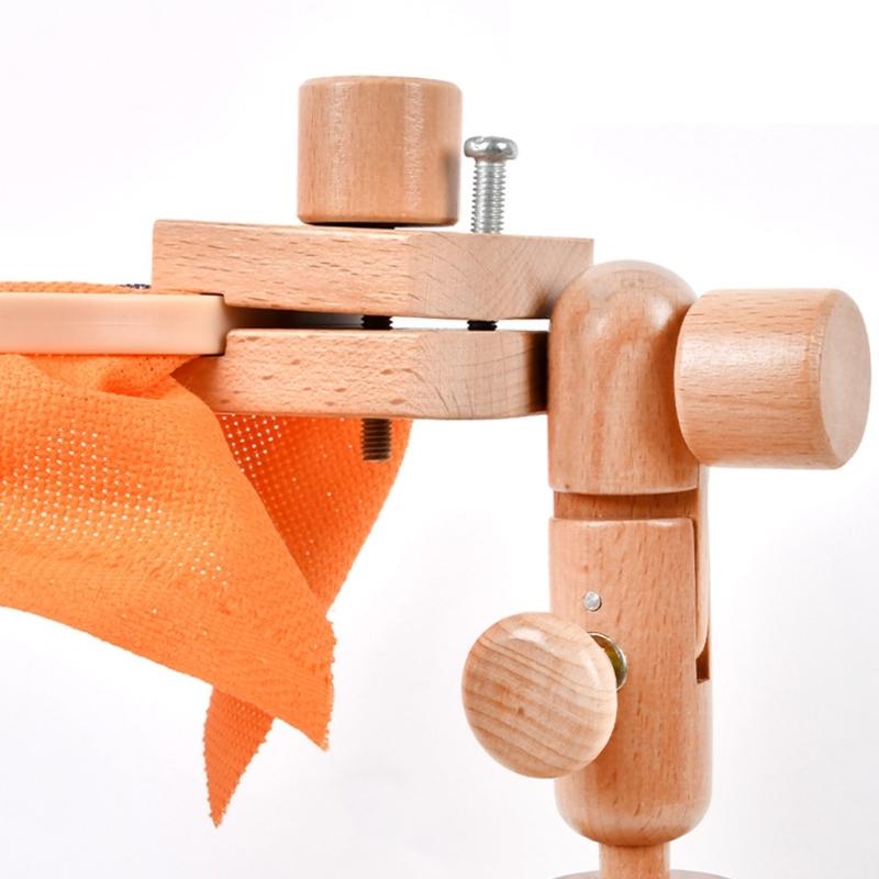 Adjustable Rotated Wood Embroidery Hoop Stand Desktop Stitching Frame Stand Stitching Frame Holder for Needlework Craft
