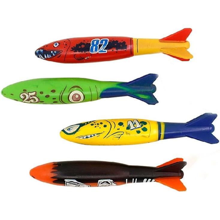 ZHFUYS Diving Pool Toy Underwater Swimming Throwing Diving Torpedo Shark,4 Pack