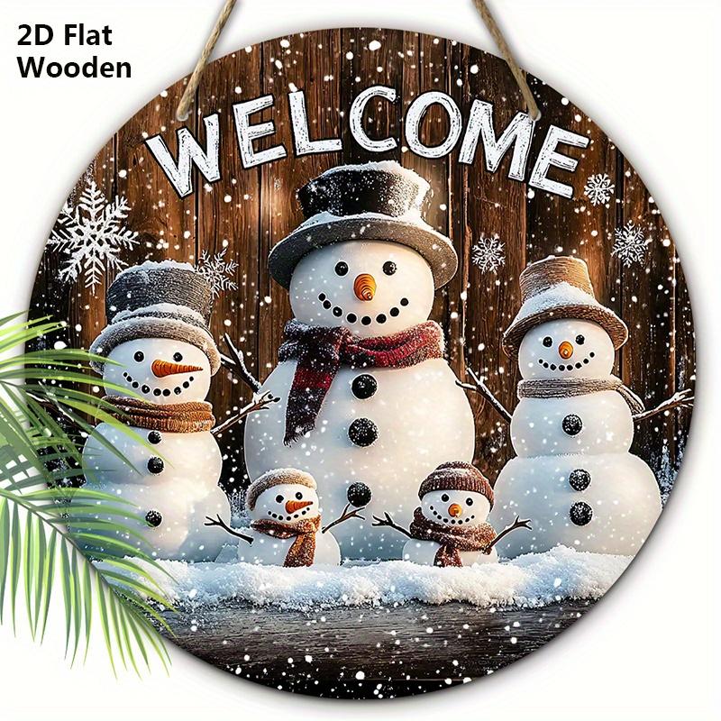 

Rustic Christmas Wooden Sign with Adorable Snowman Pattern - Navidad Round Sign for Front Door, Wall Hanging Decor - Ideal Christmas Ornament 20cm/7.87in белый