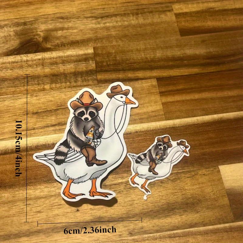 Cowboy Raccoon on a goose with a beer | funny raccoon sticker